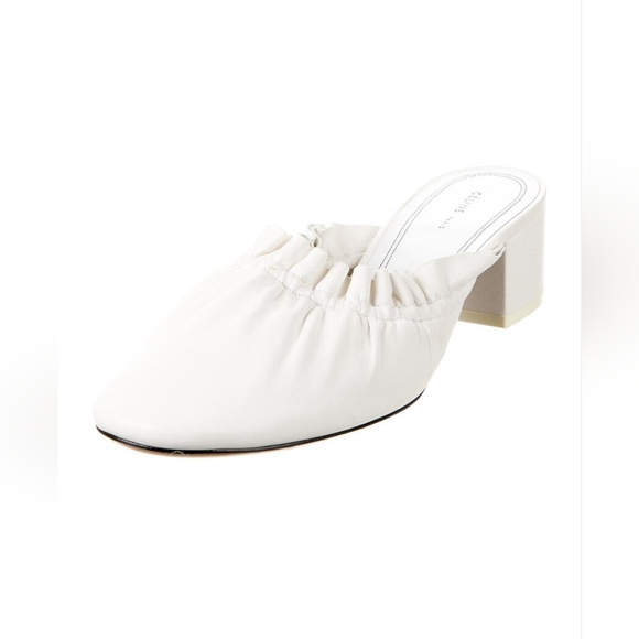 CELINE White Ruffle Leather Mule - Picture 5 of 9